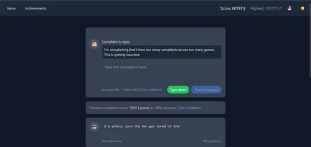 Complaint Department screenshot