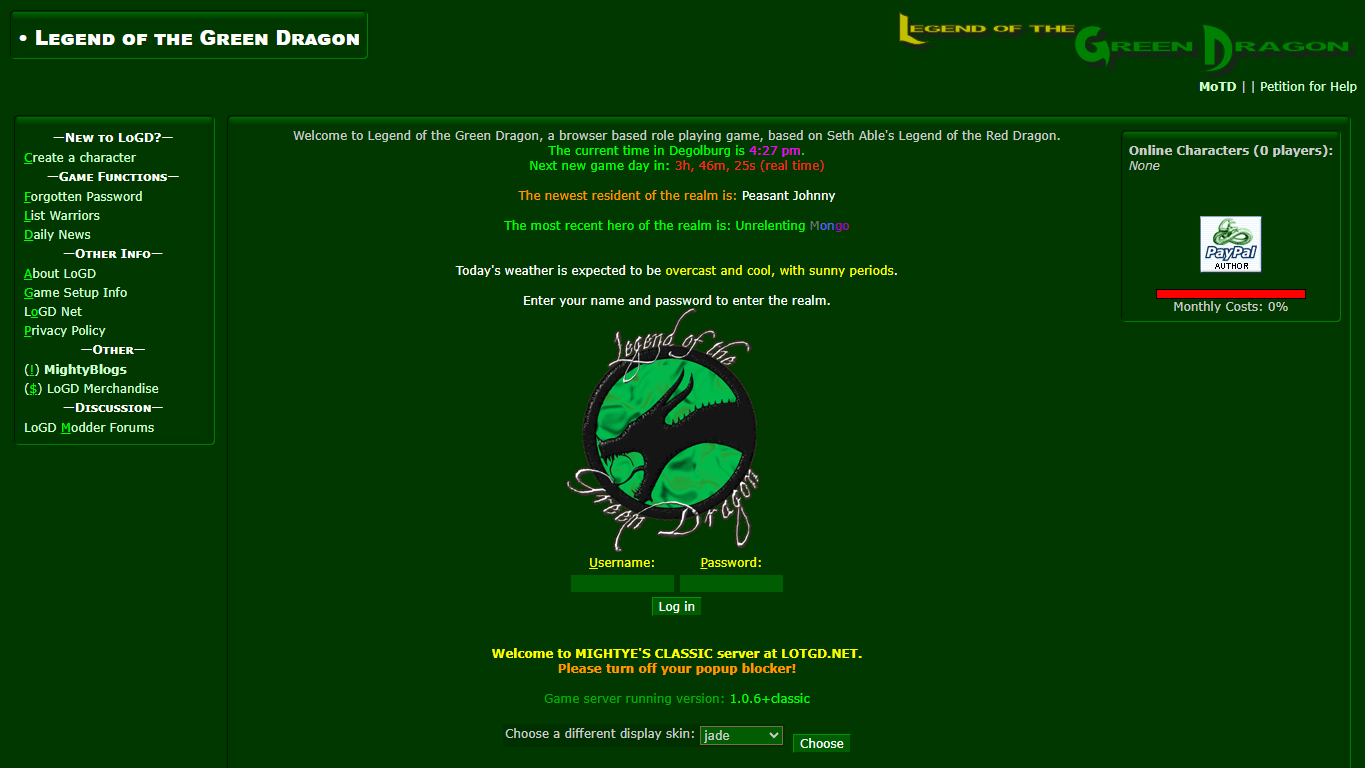 Legend of the Green Dragon screenshot