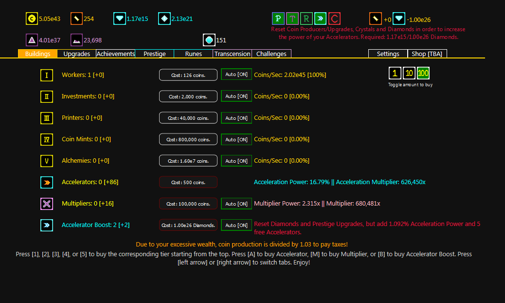 Synergism screenshot 2